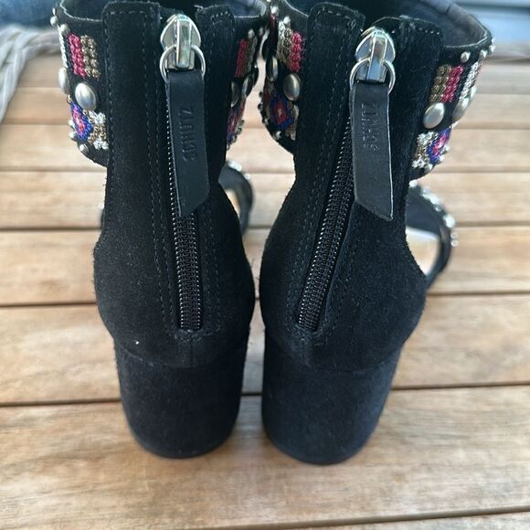 Schutz Womens Naharis Black Suede Bead Stud Embroidered Shoe 6.5 - Picture 6 of 8